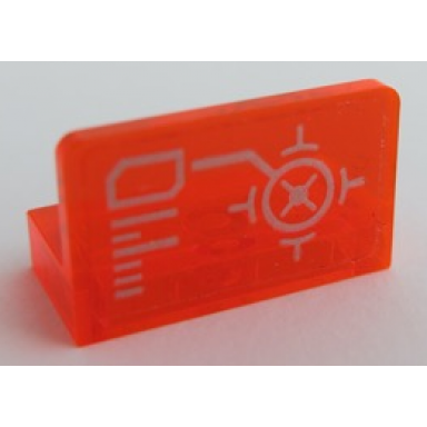 trans-neon orange panel 1 x 2 x 1 with silver head-up display hud with crosshairs pattern sticker - set 70361