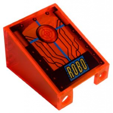 trans-neon orange windscreen 3 x 4 x 4 inverted with roboforce gold robo and red crosshairs pattern sticker - set 2153