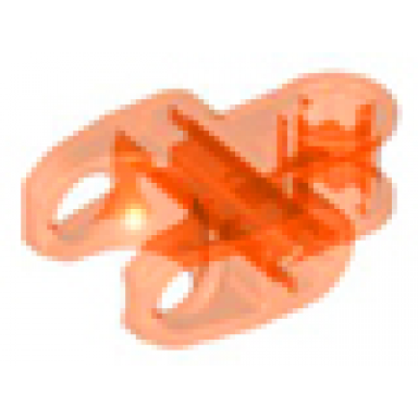 trans-neon orange technic axle connector 2 x 3 with ball joint socket - closed sides angled forks with closed axle holes