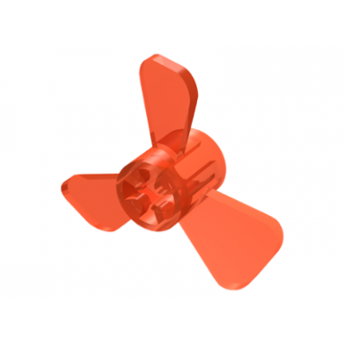 trans-neon orange propeller 3 blade 3 diameter with axle hole