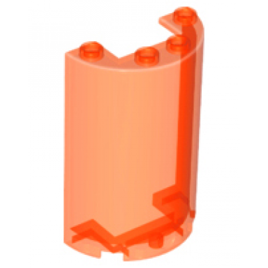 trans-neon orange cylinder half 2 x 4 x 5 with 1 x 2 cutout