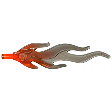 trans-neon orange wave rounded straight large with bar end flame with marbled trans-brown pattern