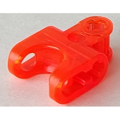 trans-neon orange technic axle connector 2 x 3 with ball joint socket - closed sides straight forks with open axle holes