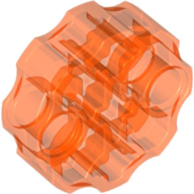 trans-neon orange technic axle connector block round with 2 pin holes and 3 axle holes hero factory weapon barrel