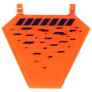 trans-neon orange flag 5 x 6 hexagonal with black stripes and pixels pattern sticker - set 71712