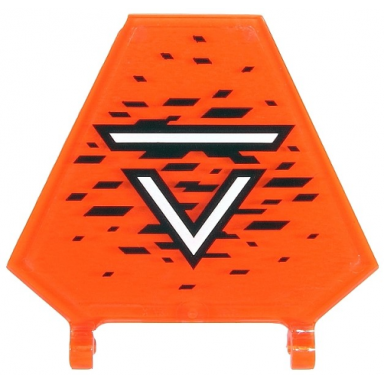 trans-neon orange flag 5 x 6 hexagonal with white v and stripe and black stripes and pixels pattern sticker - set 71712