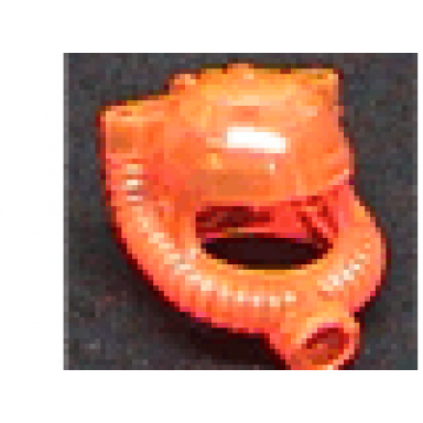 trans-neon orange minifigure headgear helmet space town with breathing hose