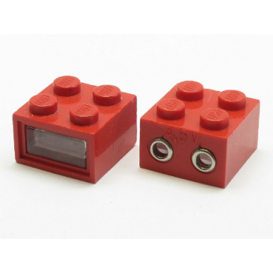 electric light brick 4.5v 2 x 2 with 2 plug holes trans-clear smooth lens