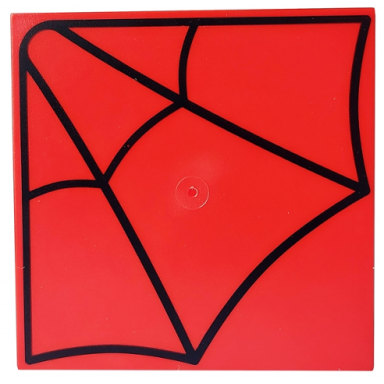 red tile 6 x 6 with black spider web pattern