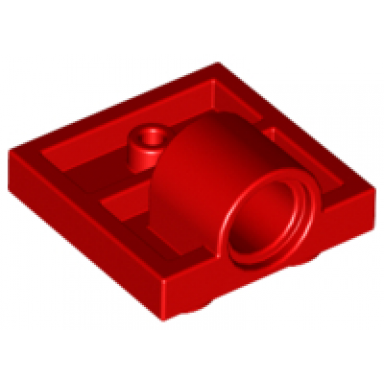 red plate modified 2 x 2 with pin hole - full cross support underneath