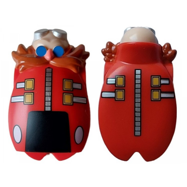 red body tuxedo with molded light nougat head and printed black panel silver and bright light orange squares white eggs dark orange moustache blue eyes silver glasses and coral nose pattern