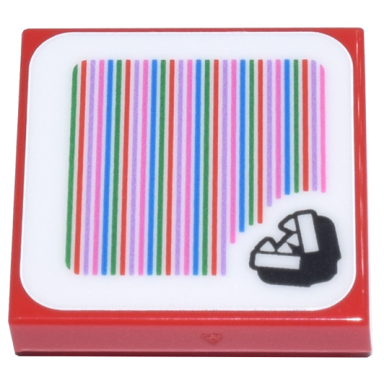 red tile modified 2 x 2 inverted with super mario scanner code piranha plant pattern sticker - set 71434