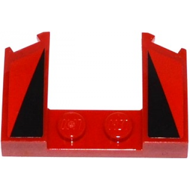 red wedge 3 x 4 x 2 3 curved with cutout with 2 black triangles on red background pattern stickers - set 75899