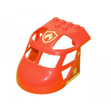 aircraft fuselage forward top curved 6 x 8 x 4 with yellow and red fire logo badge yellow stripes and number 10 pattern on both sides stickers - set 60217