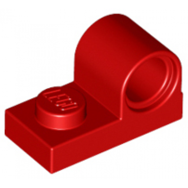 red plate modified 1 x 2 with pin hole on top