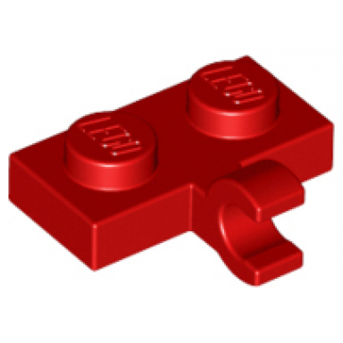 red plate modified 1 x 2 with clip on side horizontal grip