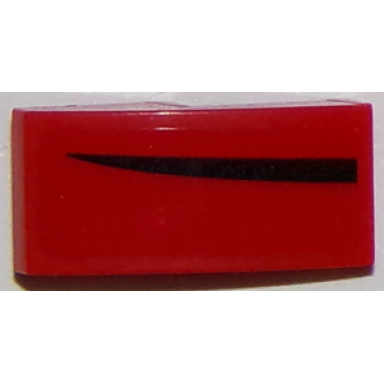 slope curved 2 x 1 x 2 3 with thin black curved stripe on red background pattern model left side sticker - set 75874
