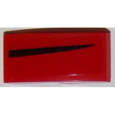 slope curved 2 x 1 x 2 3 with thin black curved stripe on red background pattern model right side sticker - set 75874