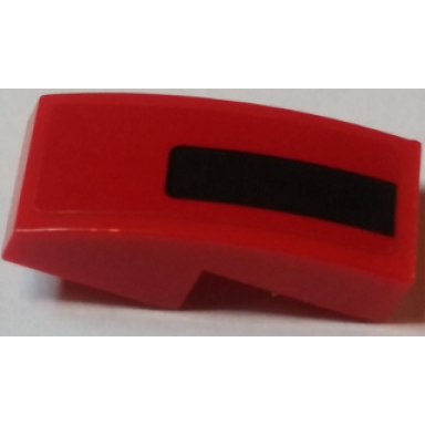 red slope curved 2 x 1 x 2 3 with black stripe on red background pattern model right side sticker - set 75908