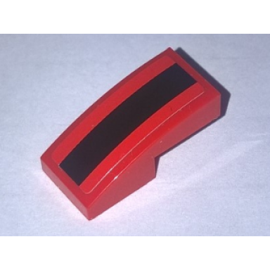 red slope curved 2 x 1 x 2 3 with black stripe pattern sticker - set 10248