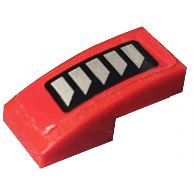 red slope curved 2 x 1 x 2 3 with 5 silver vent grilles in black rectangle on red background pattern model left side sticker - set 60144