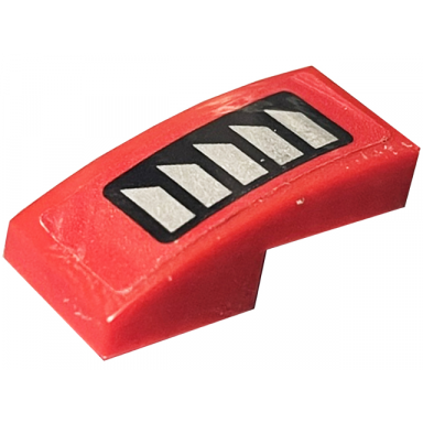 red slope curved 2 x 1 x 2 3 with 5 silver vent grilles in black rectangle on red background pattern model right side sticker - set 60144