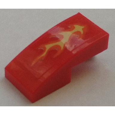 red slope curved 2 x 1 x 2 3 with orange and yellow flame on transparent background pattern sticker - set 70327