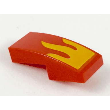 red slope curved 2 x 1 x 2 3 with bright light orange flame pattern
