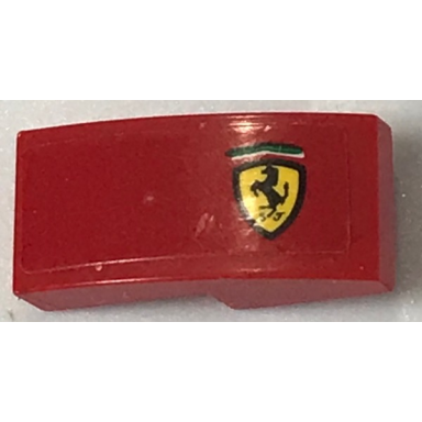 red slope curved 2 x 1 x 2 3 with ferrari logo pattern model right side sticker - set 75899