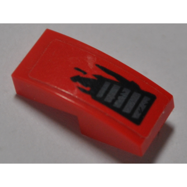 red slope curved 2 x 1 x 2 3 with vent holes pattern model left side sticker - set 70638