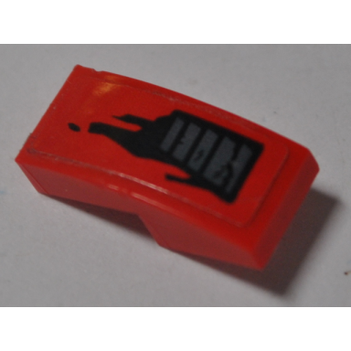 red slope curved 2 x 1 x 2 3 with vent holes pattern model right side sticker - set 70638