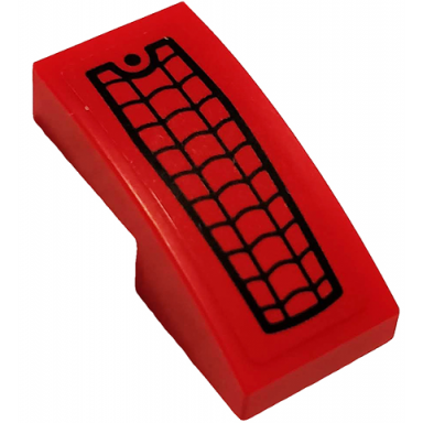 red slope curved 2 x 1 x 2 3 with black spider web pattern sticker - set 76114