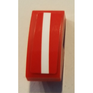 red slope curved 2 x 1 x 2 3 with angled white stripe pattern sticker - set 75894