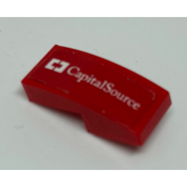 red slope curved 2 x 1 x 2 3 with capital source pattern model left side sticker - set 75886