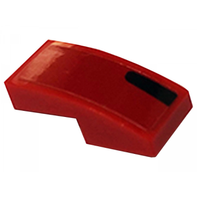 red slope curved 2 x 1 x 2 3 with black stripe pattern model left side sticker - set 76895