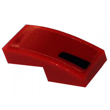 red slope curved 2 x 1 x 2 3 with black stripe pattern model right side sticker - set 76895