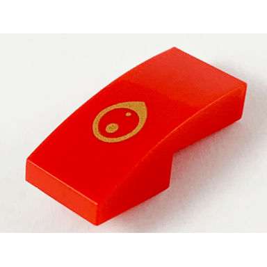 red slope curved 2 x 1 x 2 3 with gold eye pattern