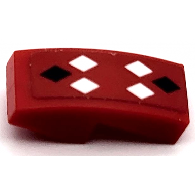 red slope curved 2 x 1 x 2 3 with black and white diamonds pattern sticker - set 41236