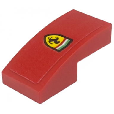 red slope curved 2 x 1 x 2 3 with ferrari logo pattern model left side sticker - set 76914