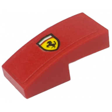red slope curved 2 x 1 x 2 3 with ferrari logo pattern model right side sticker - set 76914