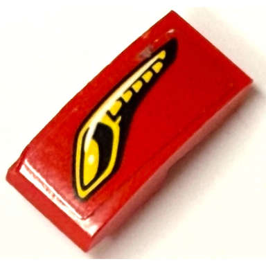 red slope curved 2 x 1 x 2 3 with yellow and black headlight pattern model right side sticker - set 75886