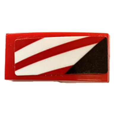 red slope curved 2 x 1 x 2 3 with white stripes and black triangle pattern model left side sticker - set 75886