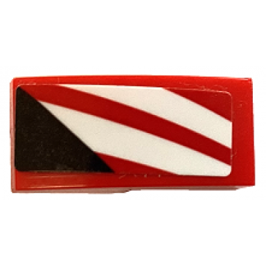 red slope curved 2 x 1 x 2 3 with white stripes and black triangle pattern model right side sticker - set 75886
