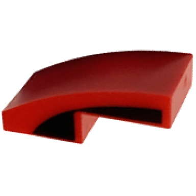red slope curved 2 x 1 x 2 3 with black curved stripe pattern on both sides