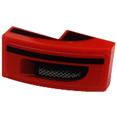 red slope curved 2 x 1 x 2 3 with black curved stripe on both sides stripe and air vent with grille on top pattern model left side sticker - set 76934