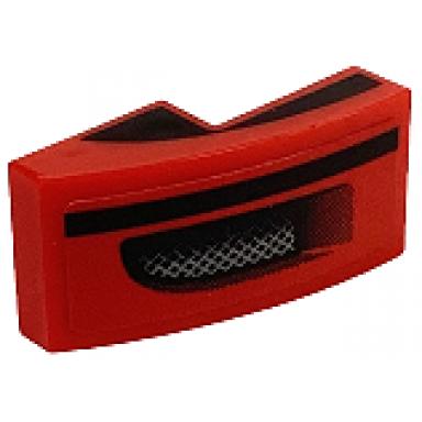 red slope curved 2 x 1 x 2 3 with black curved stripe on both sides stripe and air vent with grille on top pattern model right side sticker - set 76934