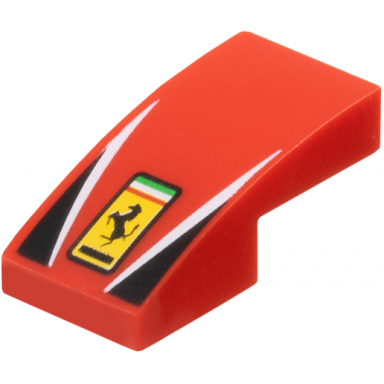 red slope curved 2 x 1 x 2 3 with ferrari logo white stripes black triangles pattern