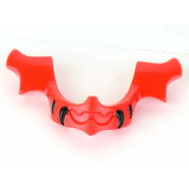 red minifigure visor chin guard elaborate with black fangs pattern