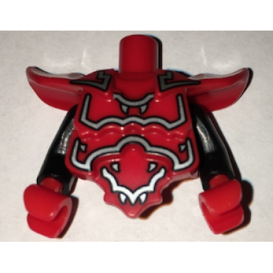 torso modified short with armor breastplate with shoulder ridges and silver decoration pattern black arms red hands