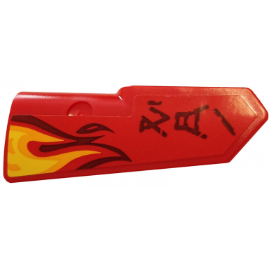 red technic panel fairing 21 very small smooth side b with flames and kai pattern sticker - set 70667